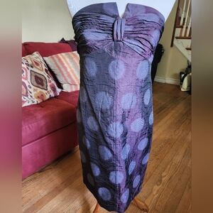 Vera Wang Strapless Purple Polka Dot Dress NWOT